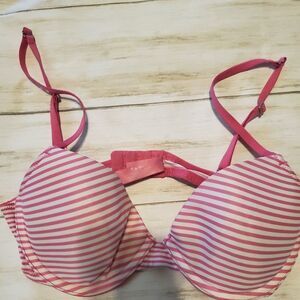 Pink Victoria secret pink striped tshirt denim bra